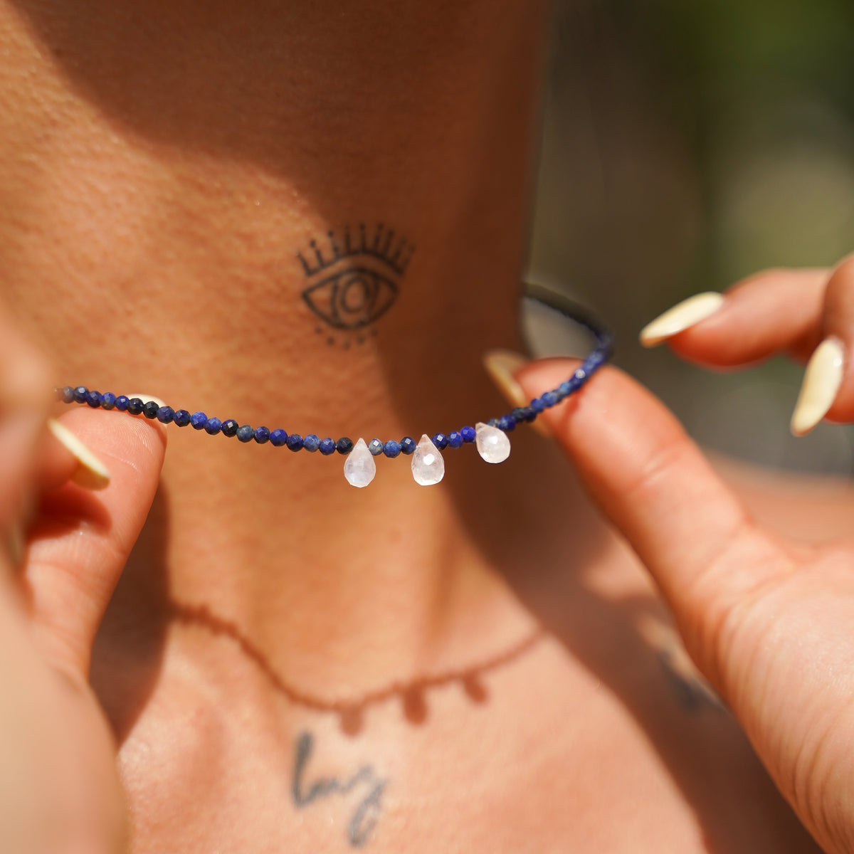 Choker Gota Sagrada | Lapislázuli y Piedra Luna