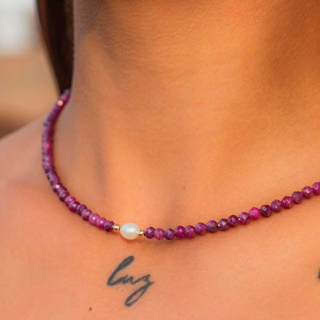 Set Energético Rubí y perla de agua dulce