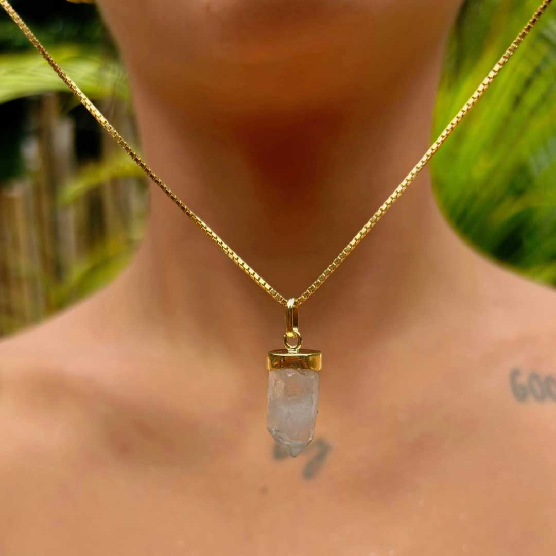 Dije cuarzo cristal Oro