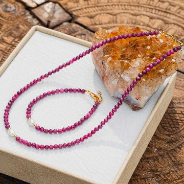 Set Energético Rubí y perla de agua dulce